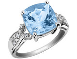 4.00 Carat (ctw) Blue Topaz Ring with Diamonds in Sterling Silver